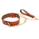 Real Leather Collar With Golden Lead