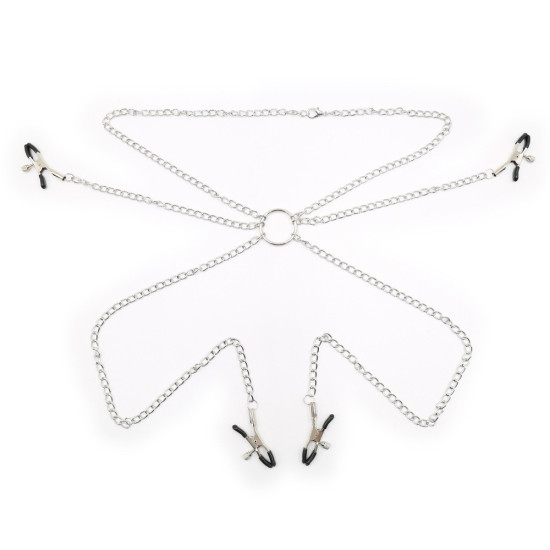 Four Nipple Clamps With Chain