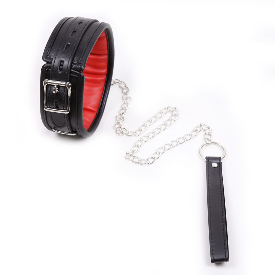 black Binding Red Lined Neck Collar