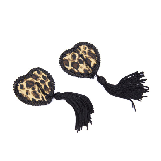 Black Tassel Leopard Pasties Nipple Covers