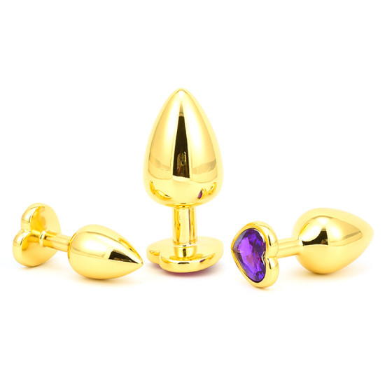 Heart Jeweled Stainless Steel Butt Plug - Golden